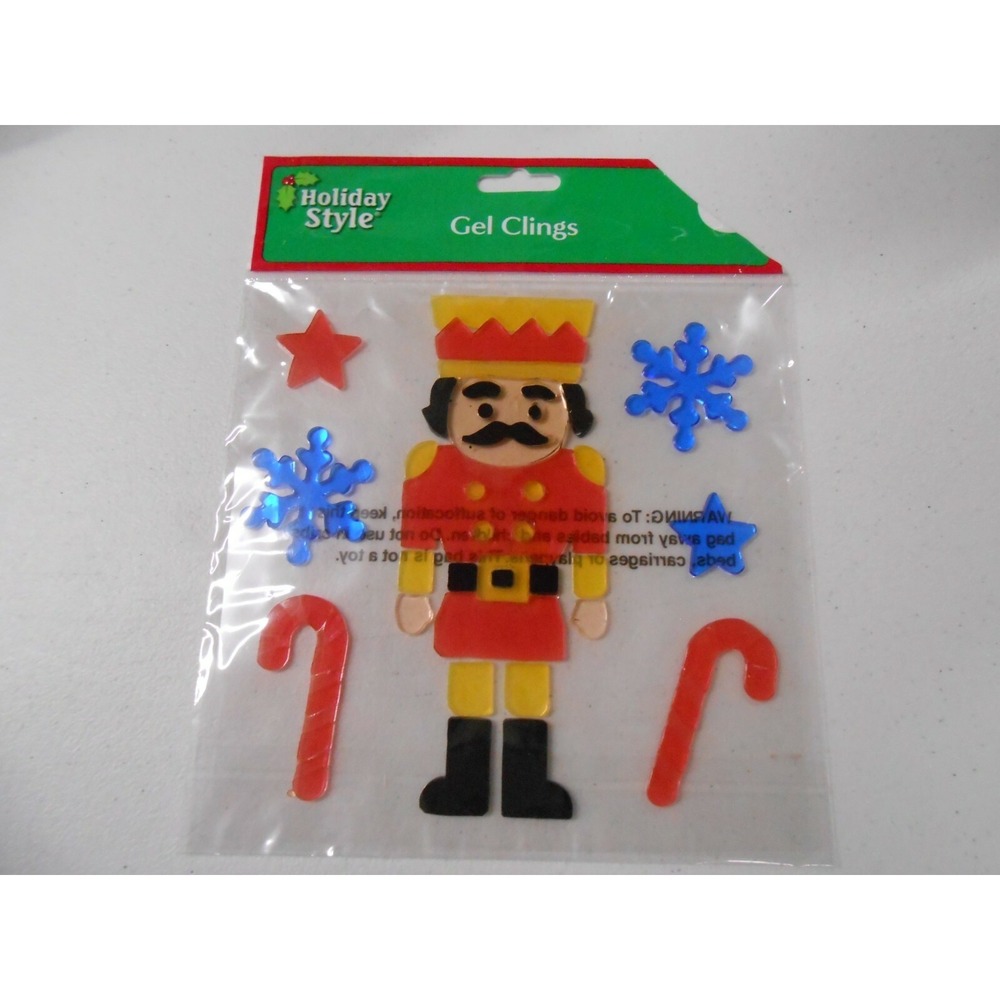 NEW Nutcracker Toy Soldier Winter Snowflakes Candy Cane window Gel Clings 32 pcs